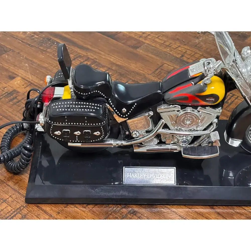 Harley Davidson Motorcycle Telephone Landline Heritage Softail Black/Flames 9x13
